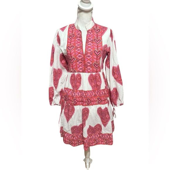Victoria Dunn Dress Long Sleeve Heart Collection Print Tiered Dress - Picture 1 of 4
